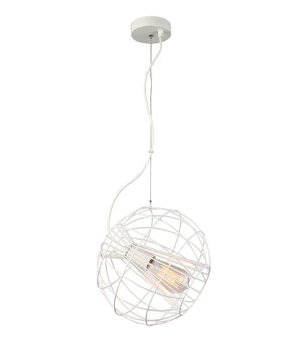 SENTINEL: Modern Minimalist Round Cage Pendant Light - Matte White