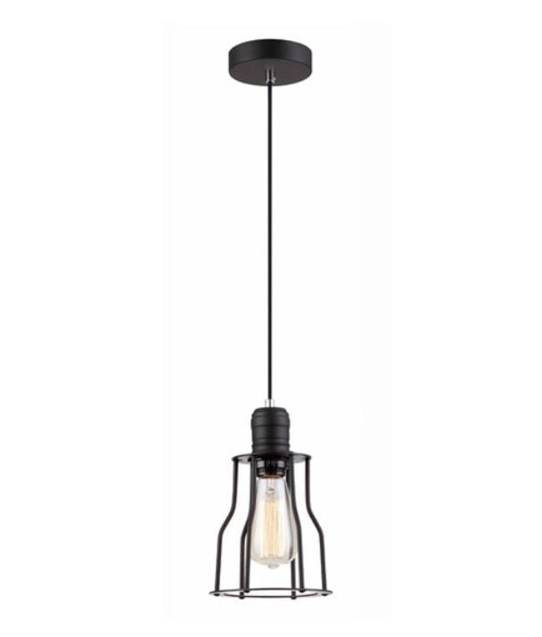 BLACKBAND: Industrial Black Angled Bird Cage Pendant Light