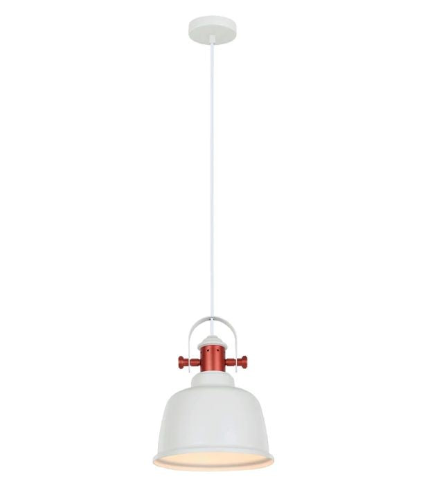 ALTA: Industrial Bell Shape With Copper Highlights Pendant Light - Matte White