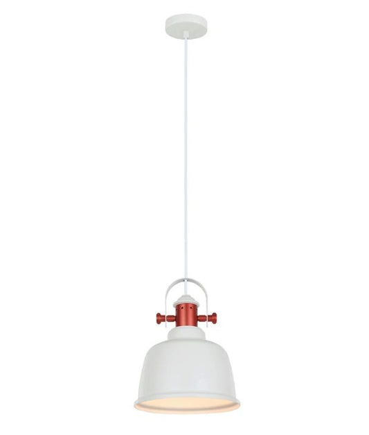 ALTA: Industrial Bell Shape With Copper Highlights Pendant Light - Matte White