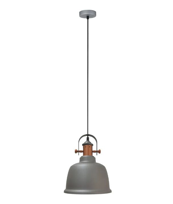 ALTA: Industrial Bell Shape With Copper Highlights Pendant Light - Matte Grey
