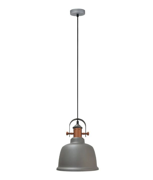 ALTA: Industrial Bell Shape With Copper Highlights Pendant Light - Matte Grey