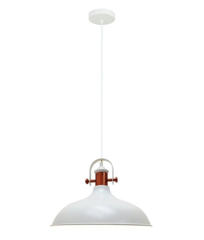 NARVIK: Industrial Scandinavian Dome Shape With Copper Plating Pendant Light - Matte White