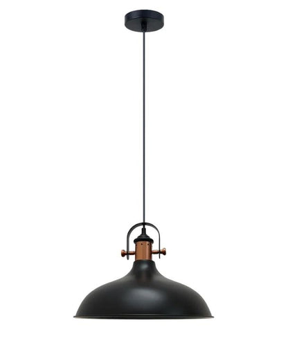 NARVIK: Industrial Scandinavian Dome Shape With Copper Plating Pendant Light - Matte Black