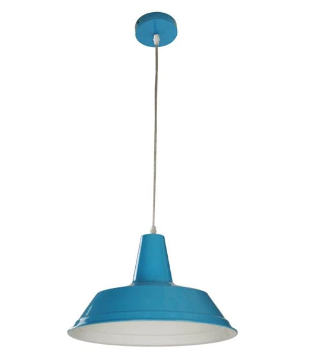 DIVO: Industrial Scandinavian Retro Dome Pendant Light - Blue