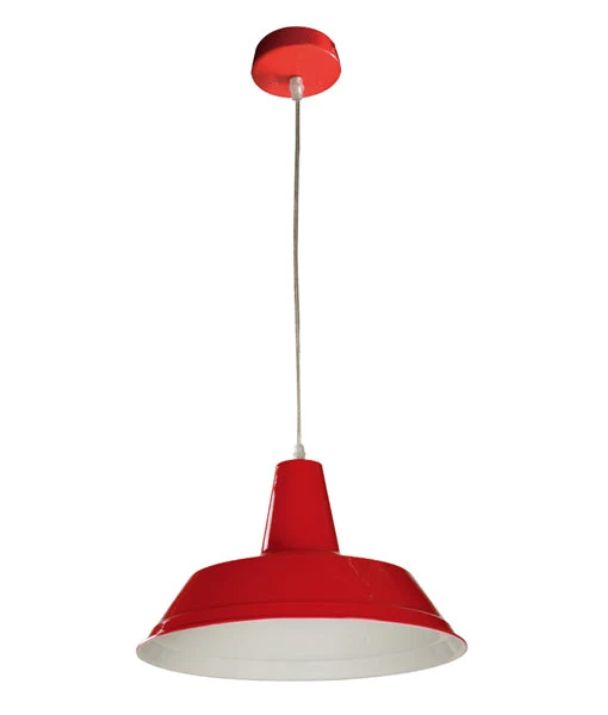DIVO: Industrial Scandinavian Retro Dome Pendant Light - Red