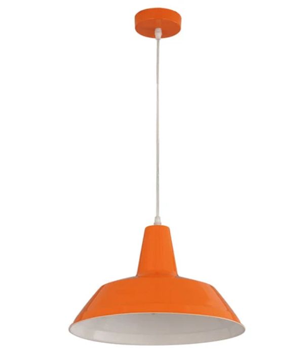 DIVO: Industrial Scandinavian Retro Dome Pendant Light - Orange