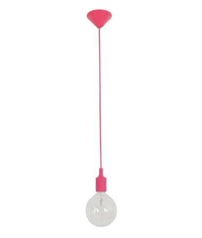 PEN: Industrial Minimalist Silicone Pendant Light Suspension - Pink (2m Cable)