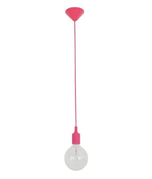 PEN: Industrial Minimalist Silicone Pendant Light Suspension - Pink (2m Cable)