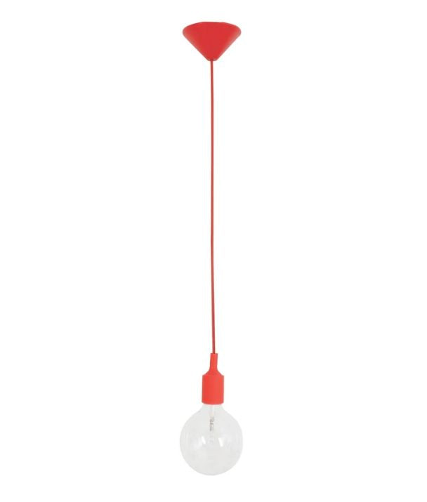 PEN: Industrial Minimalist Silicone Pendant Light Suspension - Red (1m Cable)