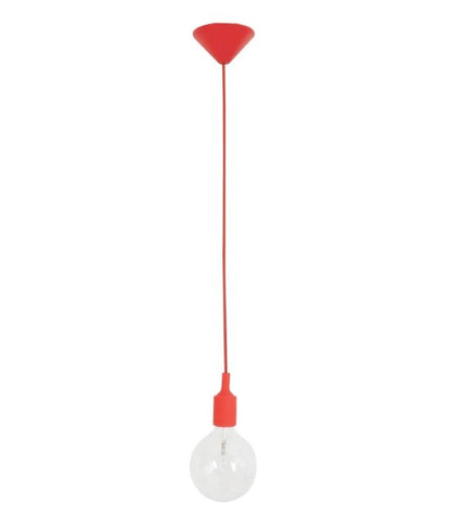 PEN: Industrial Minimalist Silicone Pendant Light Suspension - Red (1m Cable)