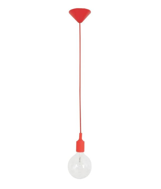 PEN: Industrial Minimalist Silicone Pendant Light Suspension - Red (1m Cable)