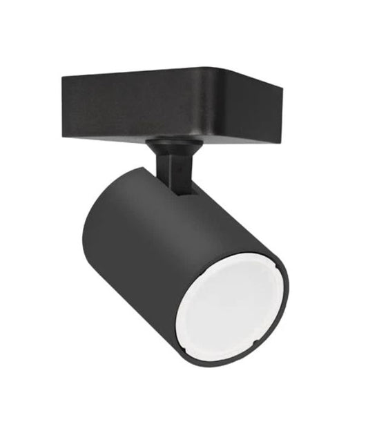 SPOT: Interior GU10 1 Light Adjustable Square Base Surface Mounted Spot Light - Black