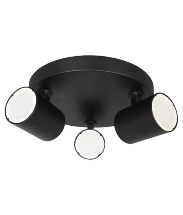 SPOT: Interior GU10 3XLights Adjustable Round Base Surface Mounted Spot Light- Matte Black