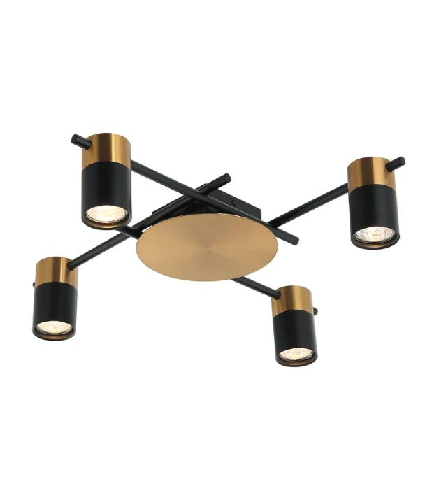 TACHE: Interior Spot Ceiling Lights (Black/Antique Brass) IP20 - 4 Lights