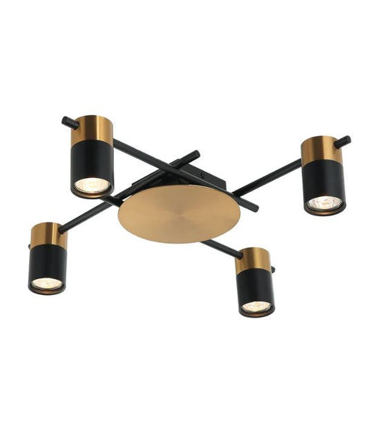 TACHE: Interior Spot Ceiling Lights (Black/Antique Brass) IP20 - 4 Lights