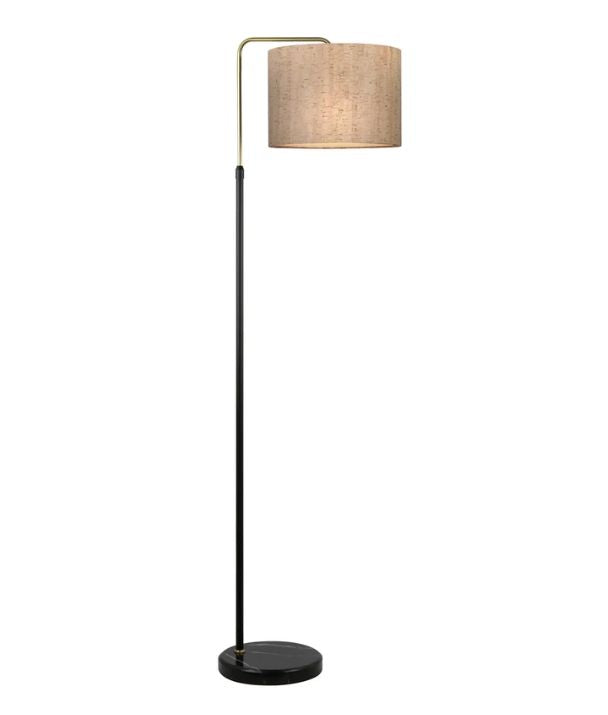 ARRIBA: Drum Shade with Marble Base Height Adjustable Floor Lamp - Cork