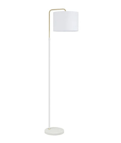 ARRIBA: Drum Shade with Marble Base Height Adjustable Floor Lamp - White