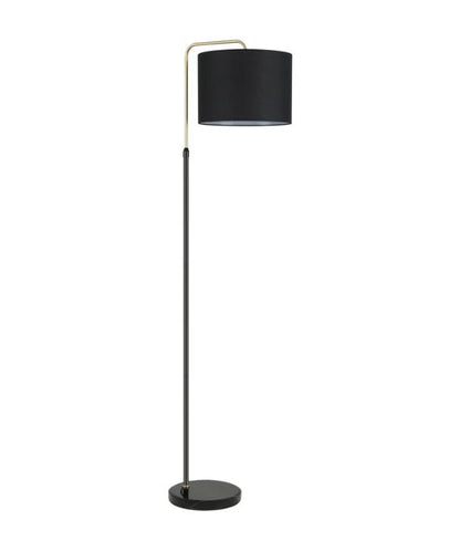 ARRIBA: Drum Shade with Marble Base Height Adjustable Floor Lamp - Black