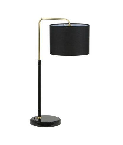 ARRIBA: Drum Shade with Marble Base Height Adjustable Table Lamp - Black