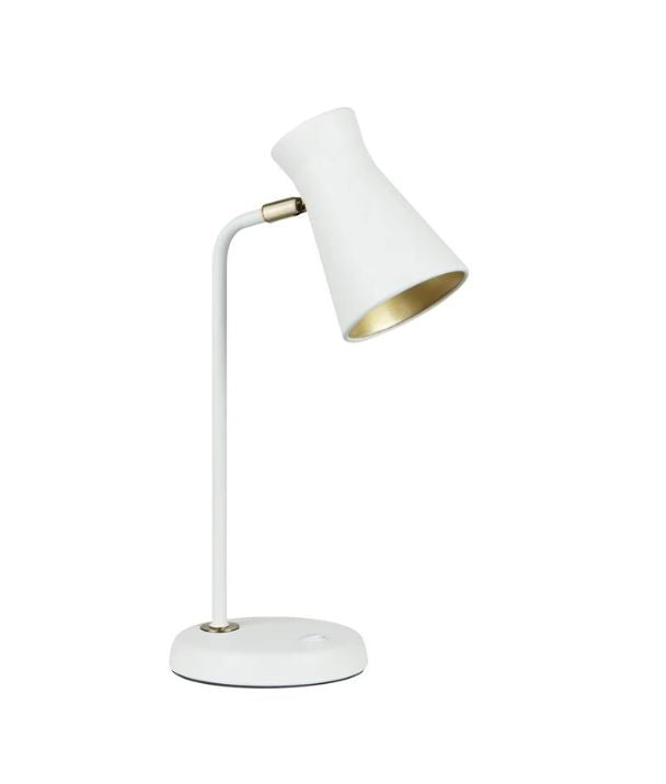 MECTO: Cone Iron Adjustable Shade Antique Brass Highlight Table Lamp - Sand White