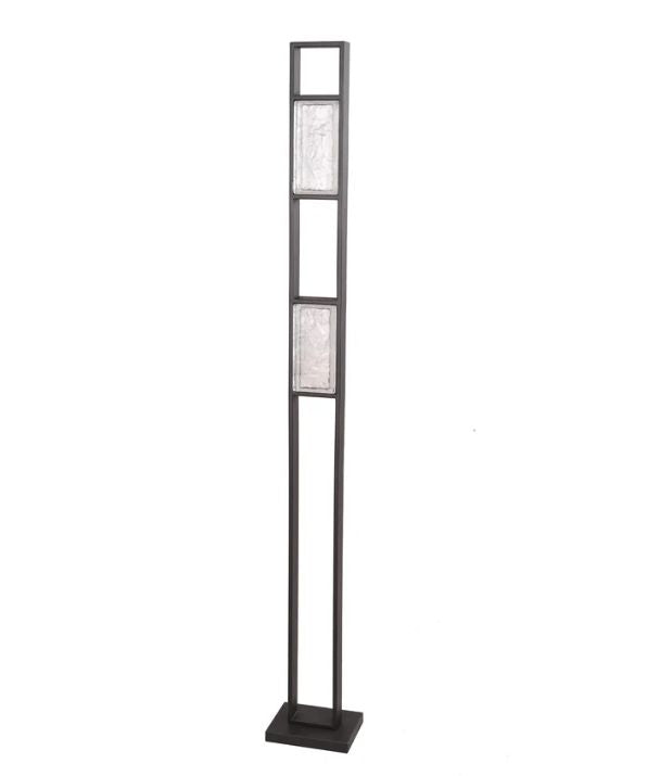 ZEIGEL: Interior LED Rectangular Textured Ice Glass Diffuser Floor Lamp - Satin Black Housing