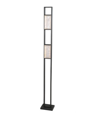 ZEIGEL: Interior LED Rectangular Textured Ice Glass Diffuser Floor Lamp - Satin Black Housing