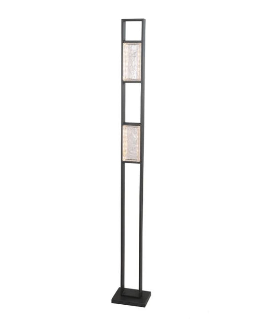 ZEIGEL: Interior LED Rectangular Textured Ice Glass Diffuser Floor Lamp - Satin Black Housing