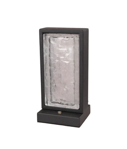 ZEIGEL: Interior LED Rectangular Textured Ice Glass Diffuser Table Lamp - Satin Black Housing