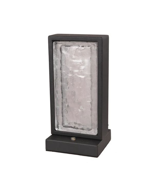 ZEIGEL: Interior LED Rectangular Textured Ice Glass Diffuser Table Lamp - Satin Black Housing