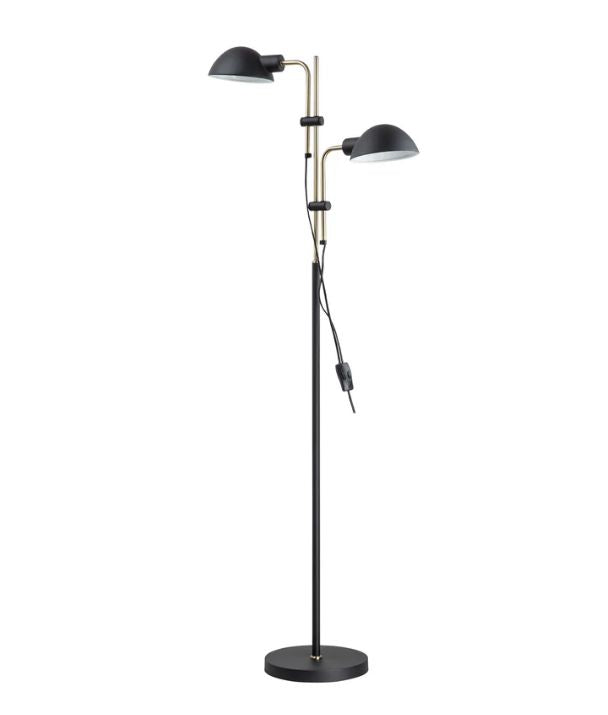 TETTU: Adjustable Height Swivel Head Sand Black Floor Lamp - 2 Head