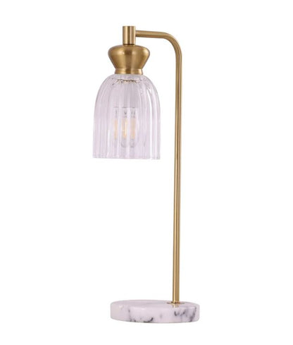 SINO: Interior Ellipse Brass Highlight & Clear Glass Shade Marble Base Table Lamp
