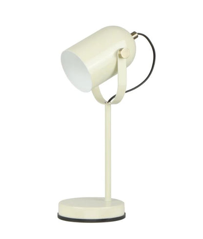 TAZZA: Ellipse Shade with Antique Brass Highlight Table Lamp - Glossy Cream