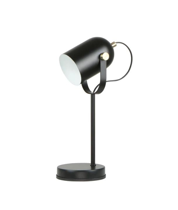 TAZZA: Ellipse Shade with Antique Brass Highlight Table Lamp - Matte Black