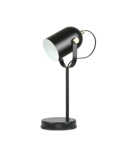 TAZZA: Ellipse Shade with Antique Brass Highlight Table Lamp - Matte Black