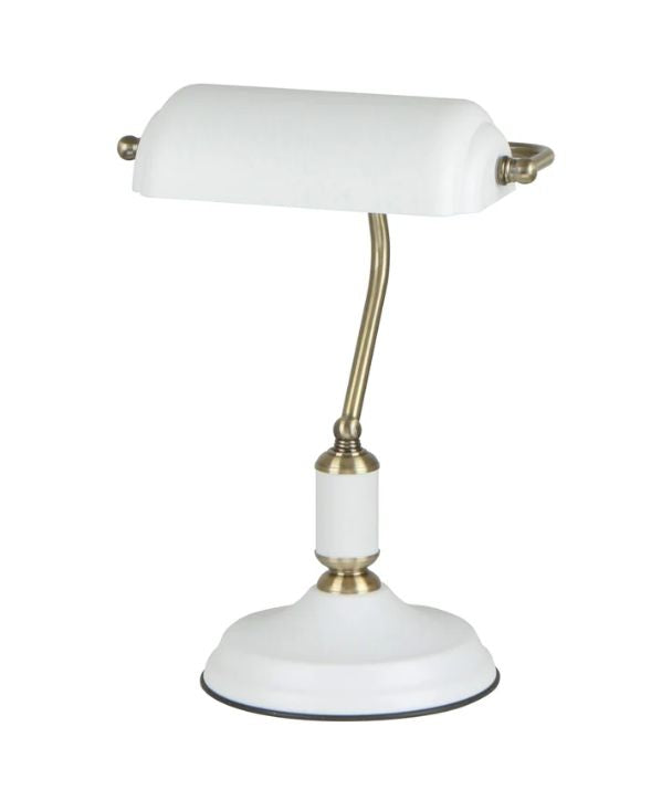 BANCA: Interior Banker Lamps with Cylindrical Shade - Matte White