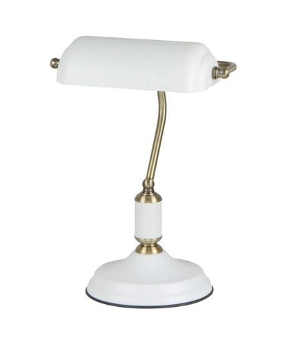 BANCA: Interior Banker Lamps with Cylindrical Shade - Matte White