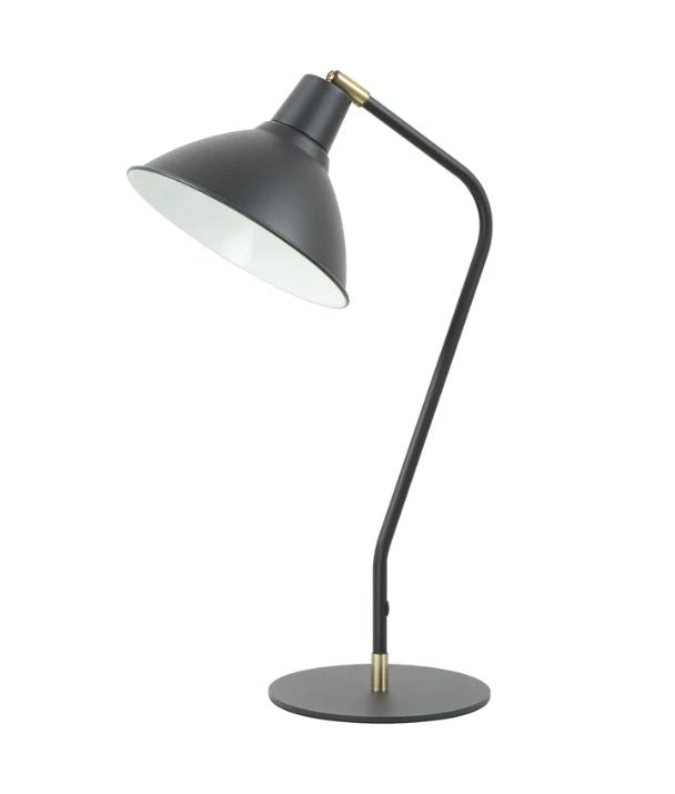 COLLO: Cone Shade with Antique Brass Highlight Table Lamp - Matte Black
