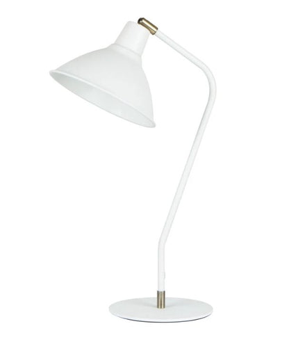 COLLO: Cone Shade with Antique Brass Highlight Table Lamp - Matte White