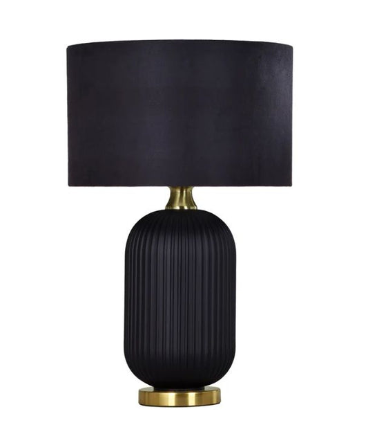 LUSSO: Interior Black Drum Shade LARGE Ceramic Base with Antique Brass Highlight Table Lamp (Copy)