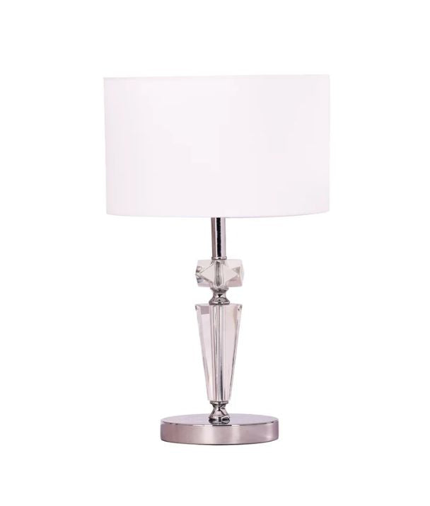 CRISTALLO: Interior Drum Shade Chrome Rod with Crystal Highlight Table Lamp
