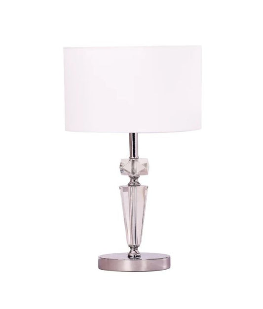CRISTALLO: Interior Drum Shade Chrome Rod with Crystal Highlight Table Lamp