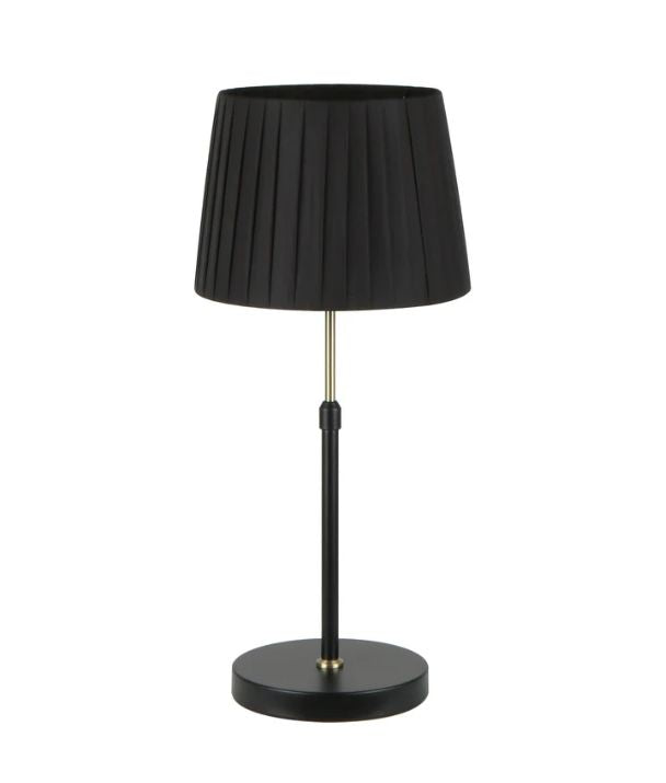 CRECER: Black Shade / Antique Brass Height Adjustable Table Lamp