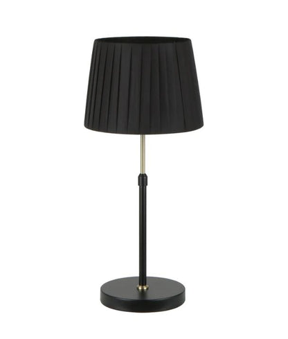 CRECER: Black Shade / Antique Brass Height Adjustable Table Lamp