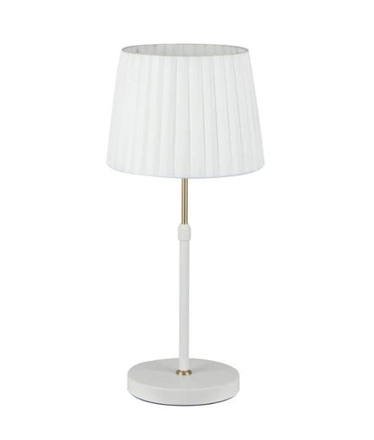 CRECER: White Shade / Antique Brass Height Adjustable Table Lamp