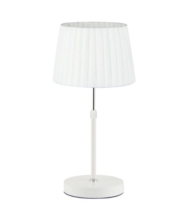 CRECER: White Shade / Chrome Height Adjustable Table Lamp