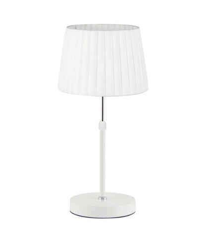 CRECER: White Shade / Chrome Height Adjustable Table Lamp