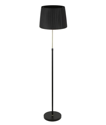 CRECER: Black Shade / Antique Brass Pleated Shade Height Adjustable Floor Lamp