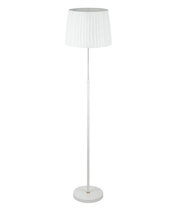 CRECER: White Shade / Chrome Pleated Shade Height Adjustable Floor Lamp
