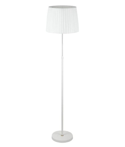 CRECER: White Shade / Chrome Pleated Shade Height Adjustable Floor Lamp